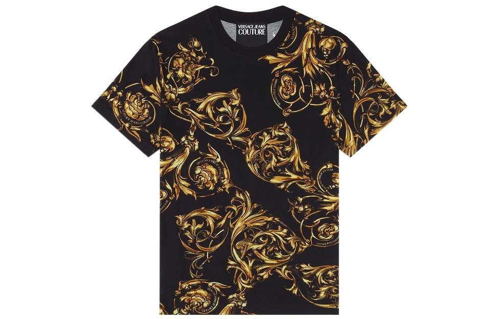 VERSACE JEANS COUTURE SS22 Printed Crewneck T-Shirt Black E72GAH6S0-EJS049-1-EG89