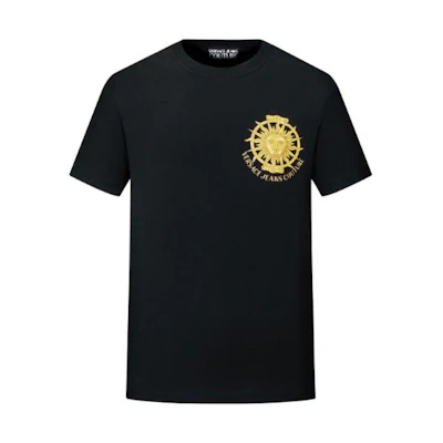 VERSACE JEANS COUTURE SS22 Sun Print Crewneck Pullover T-Shirt Black . 72GAHT23-CJ00T-899
