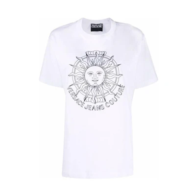 VERSACE JEANS COUTURE SS22 Sun Print Unisex White Crewneck T-Shirt 72GAHT1-1CJ00T-003-WHT