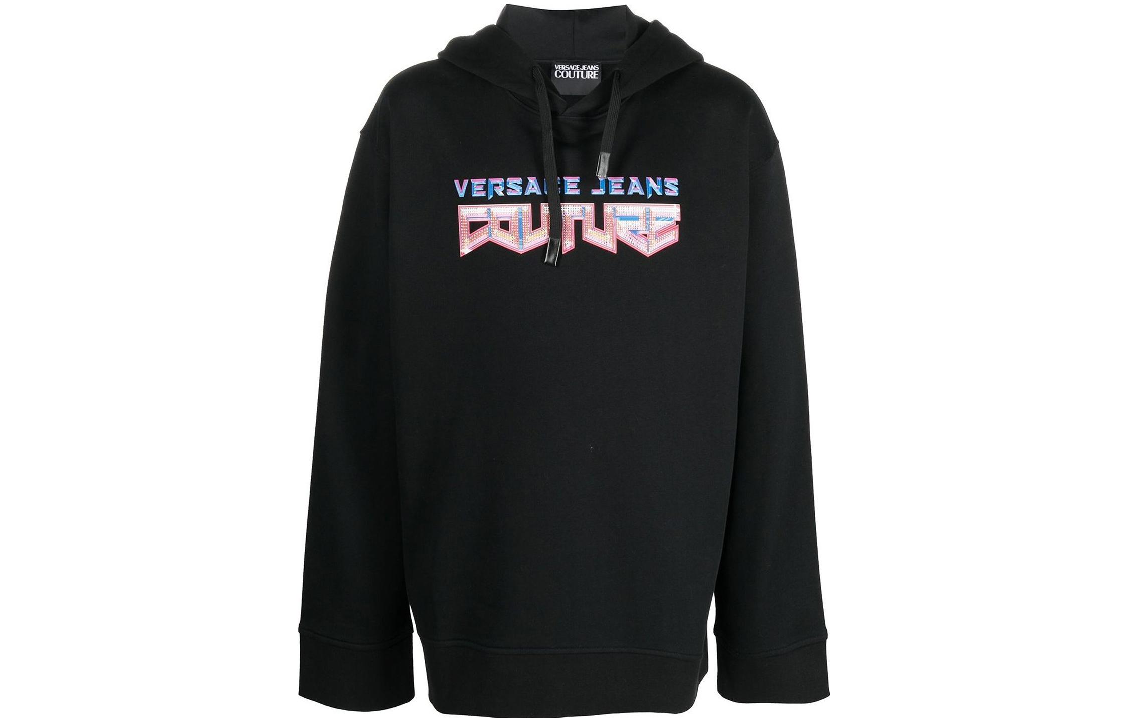 VERSACE JEANS COUTURE SS23  Black Casual Printed Sweatshirt. 73GAIP-04CF01P-899