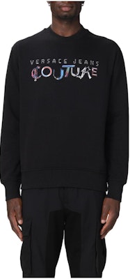 VERSACE JEANS COUTURE SS23 Black Crewneck Letter Print Sweatshirt 73GAIF05-CF00F-899 Order VERSACE JEANS COUTURE SS23 Black Crewneck Letter Print Sweatshirt 73GAIF05-CF00F-899