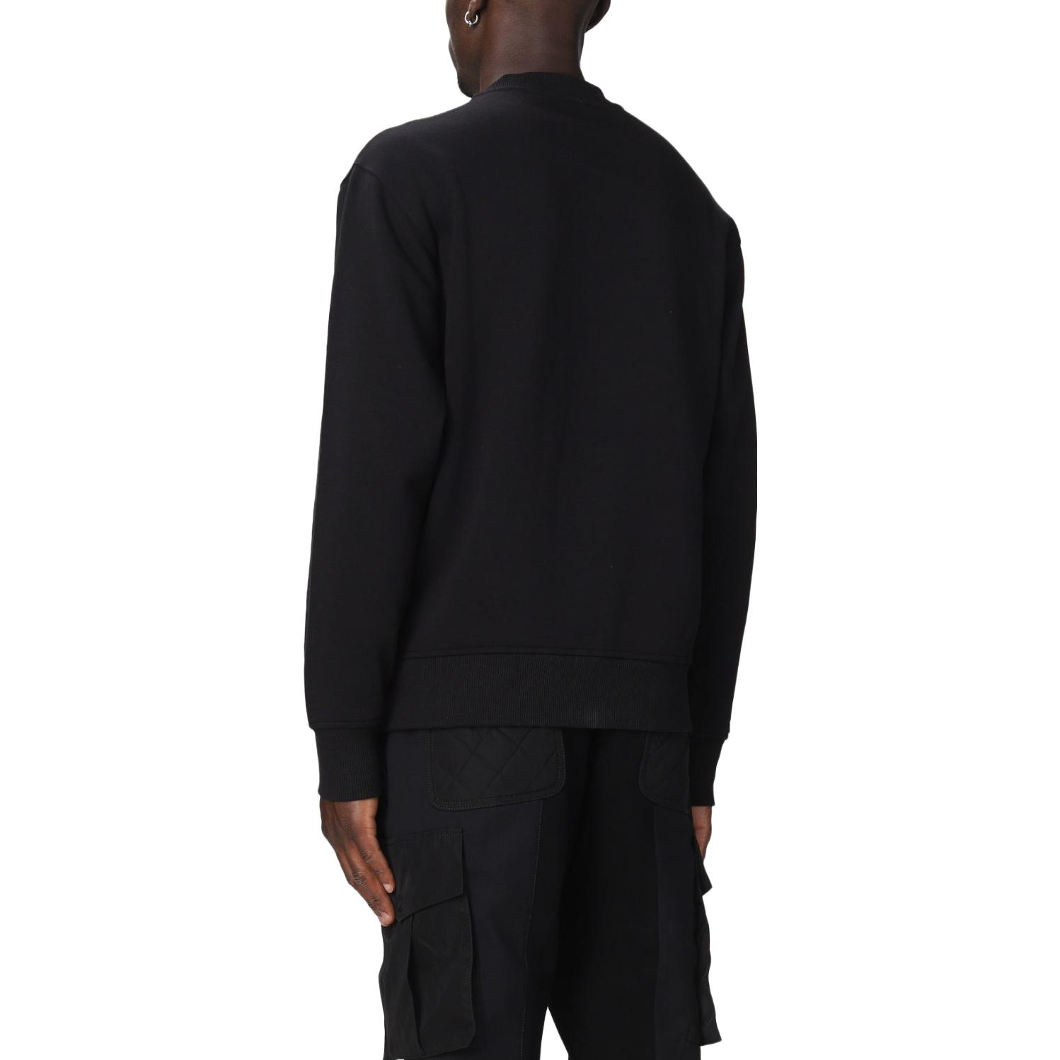 Shop VERSACE JEANS COUTURE SS23  Black Crewneck Letter Print Sweatshirt 73GAIF05-CF00F-899