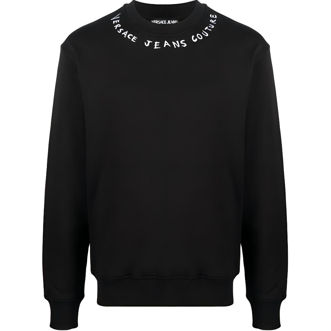 VERSACE JEANS COUTURE SS23  Black Crewneck Sweatshirt with Letter Print. 74GAIT17-CF01T-899