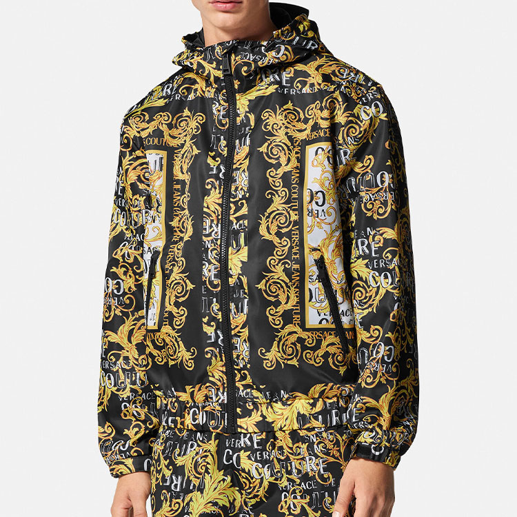 Purchase 范思哲牛仔高定 SS23 黑金巴洛克印花防风夹克. E74GASD06-ECQS56-EL01