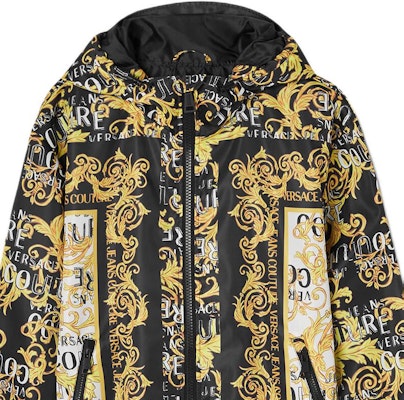 范思哲牛仔高定 SS23 黑金巴洛克印花防风夹克. E74GASD06-ECQS56-EL01 Details for 范思哲牛仔高定 SS23 黑金巴洛克印花防风夹克. E74GASD06-ECQS56-EL01