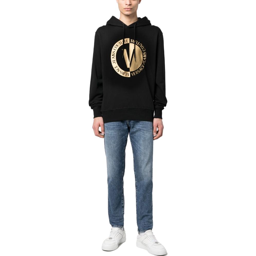Lookbook VERSACE JEANS COUTURE SS23  Black Hoodie with Logo Letter Print. 74GAIT10-CF01T-G89