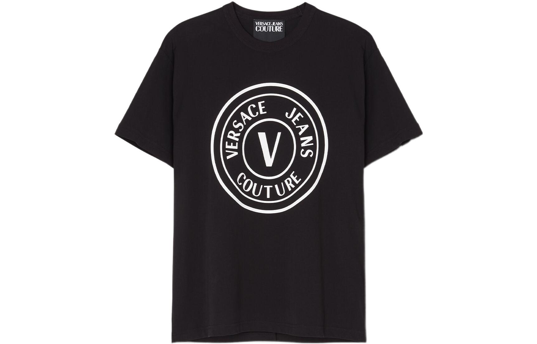 Order VERSACE JEANS COUTURE SS23  Black Letter Logo Print Short Sleeve T-Shirt E73GAHT28-ECJ00T-E899