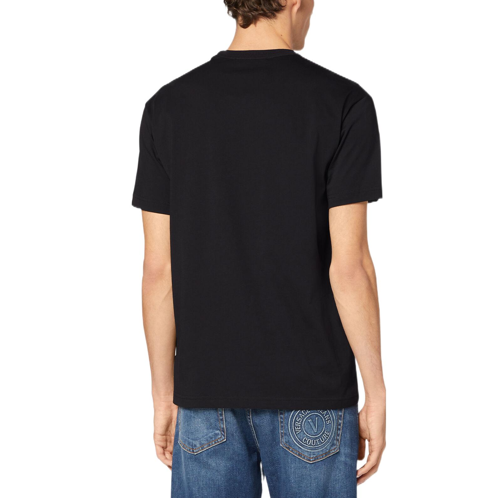 Purchase VERSACE JEANS COUTURE SS23  Black Letter Logo Print Short Sleeve T-Shirt E73GAHT28-ECJ00T-E899