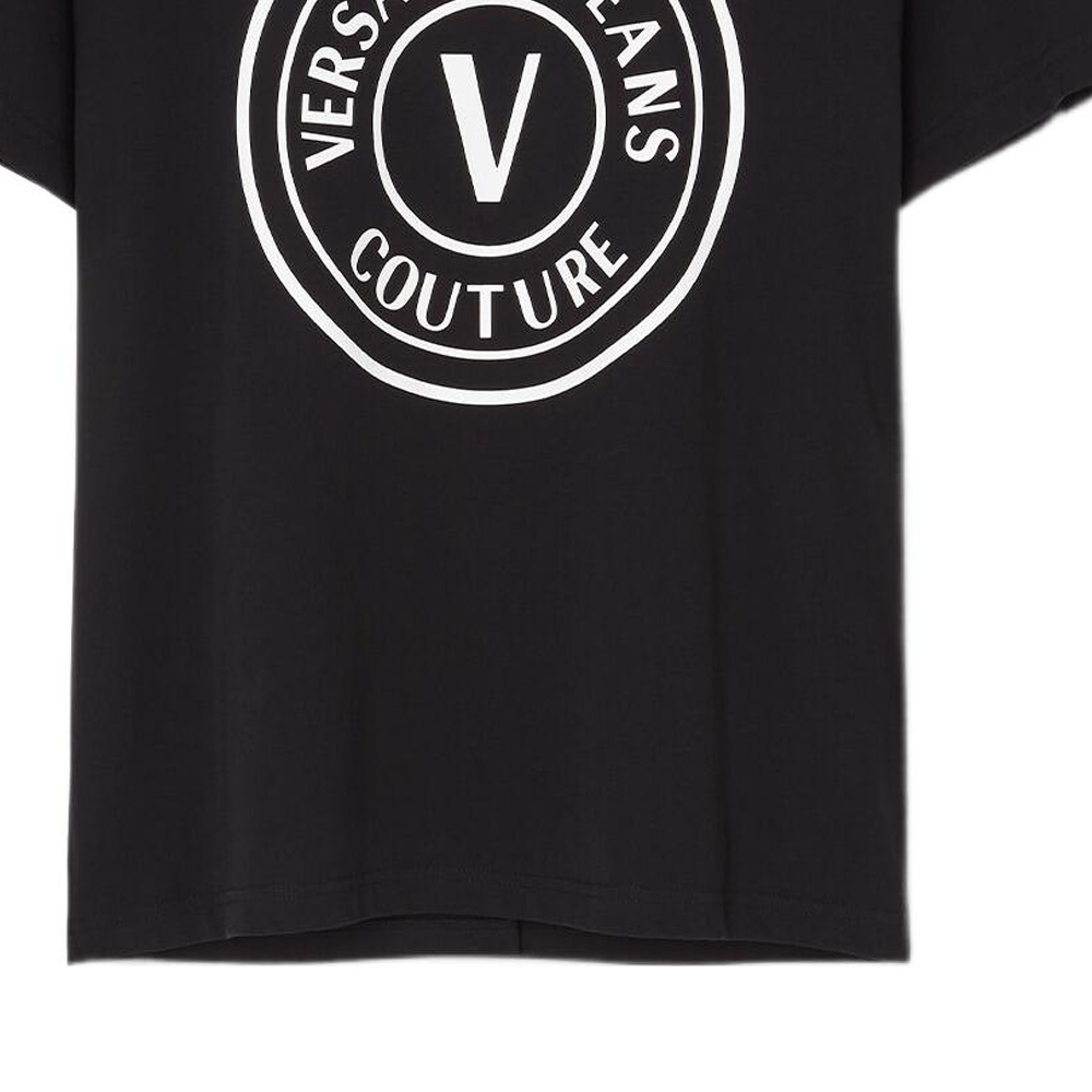 Sizing VERSACE JEANS COUTURE SS23  Black Letter Logo Print Short Sleeve T-Shirt E73GAHT28-ECJ00T-E899