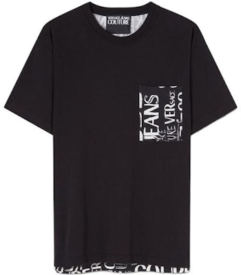 VERSACE JEANS COUTURE SS23 Black Letter Print Crewneck T-Shirt Casual Tee E74GAH6R2-EJS167-E899 Order VERSACE JEANS COUTURE SS23 Black Letter Print Crewneck T-Shirt Casual Tee E74GAH6R2-EJS167-E899
