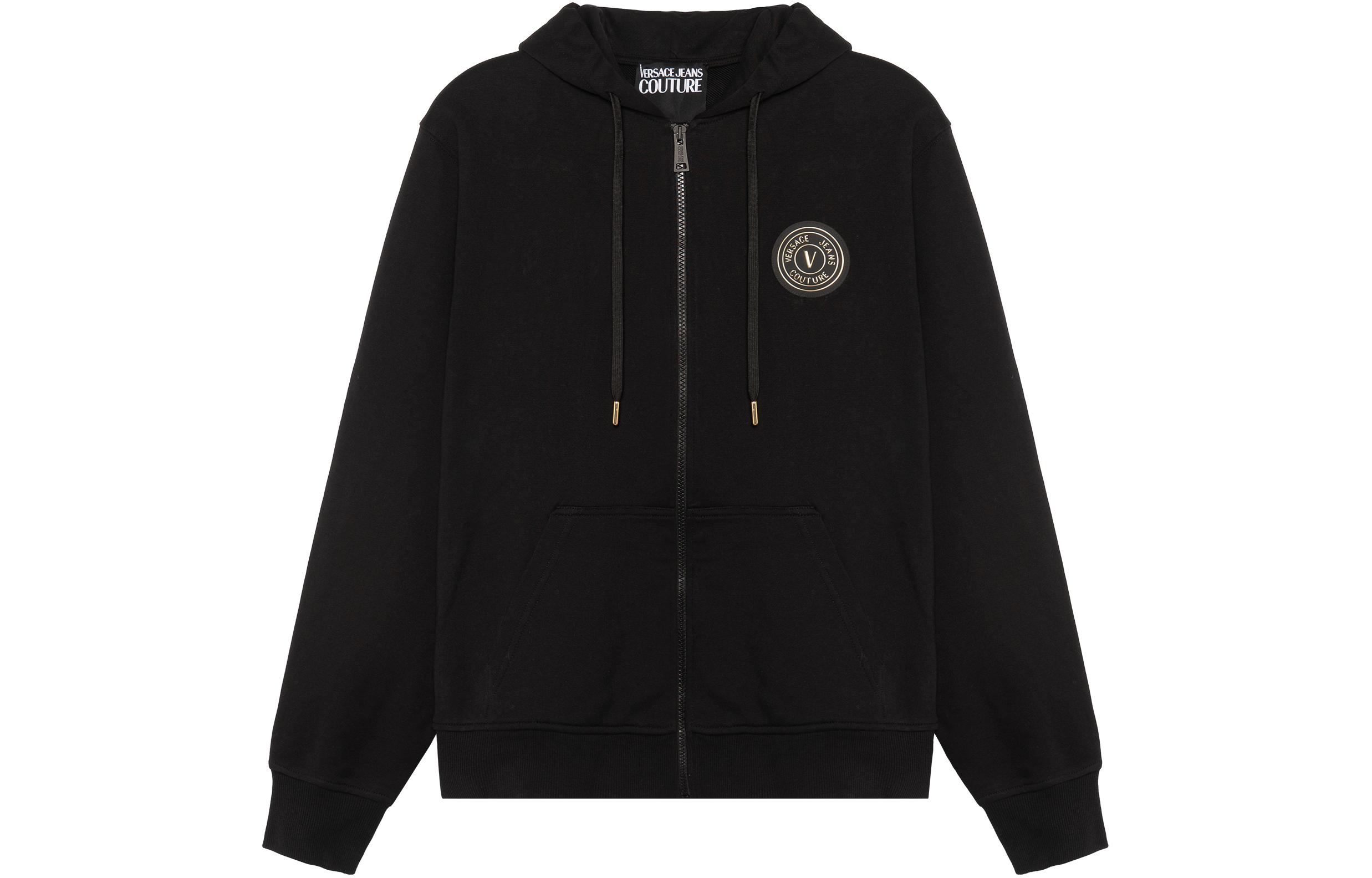 Order VERSACE JEANS COUTURE SS23  Black Logo Hoodie Zip-Up Jacket. 74GAIY01-CF00Y-899