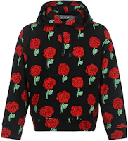 Order VERSACE JEANS COUTURE SS23 黑色玫瑰印花抽繩連帽衫 74GAI3C7-FS061-899