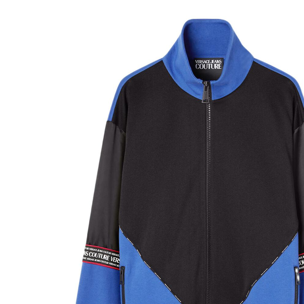 Details for VERSACE JEANS COUTURE SS23 藍色logo印花高領外套 E74GAI306-EF0015-E899