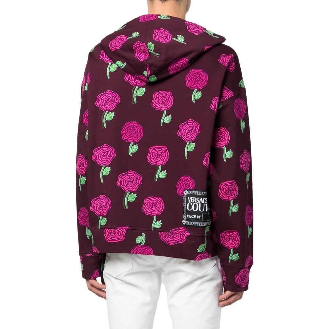 Shop 베르사체 진스 꾸뛰르 SS23 로즈 플로럴 후디 마룬 74GAI3C-7FS061-335