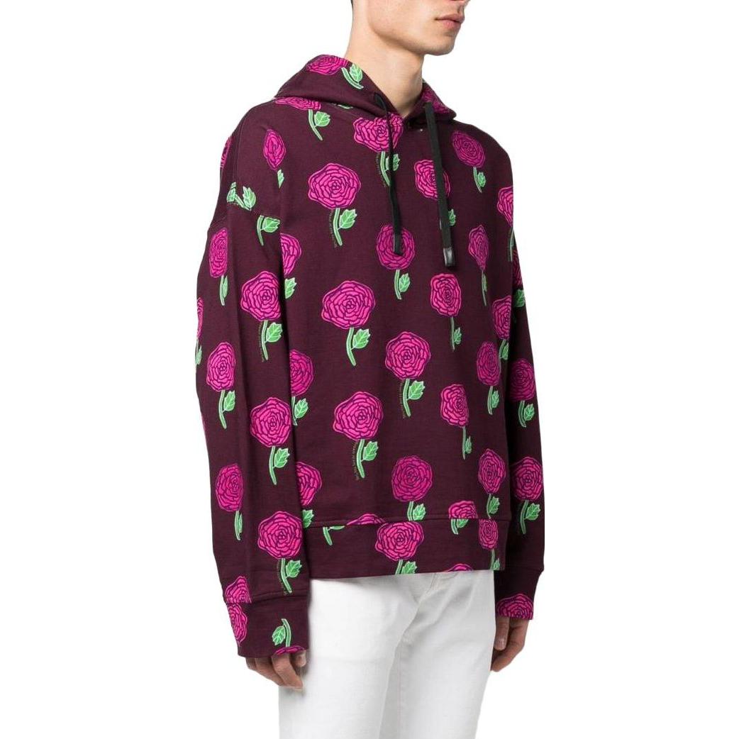 Purchase 베르사체 진스 꾸뛰르 SS23 로즈 플로럴 후디 마룬 74GAI3C-7FS061-335