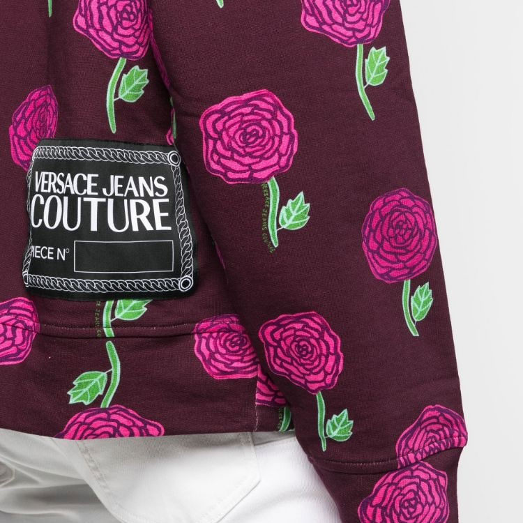 Details for 베르사체 진스 꾸뛰르 SS23 로즈 플로럴 후디 마룬 74GAI3C-7FS061-335