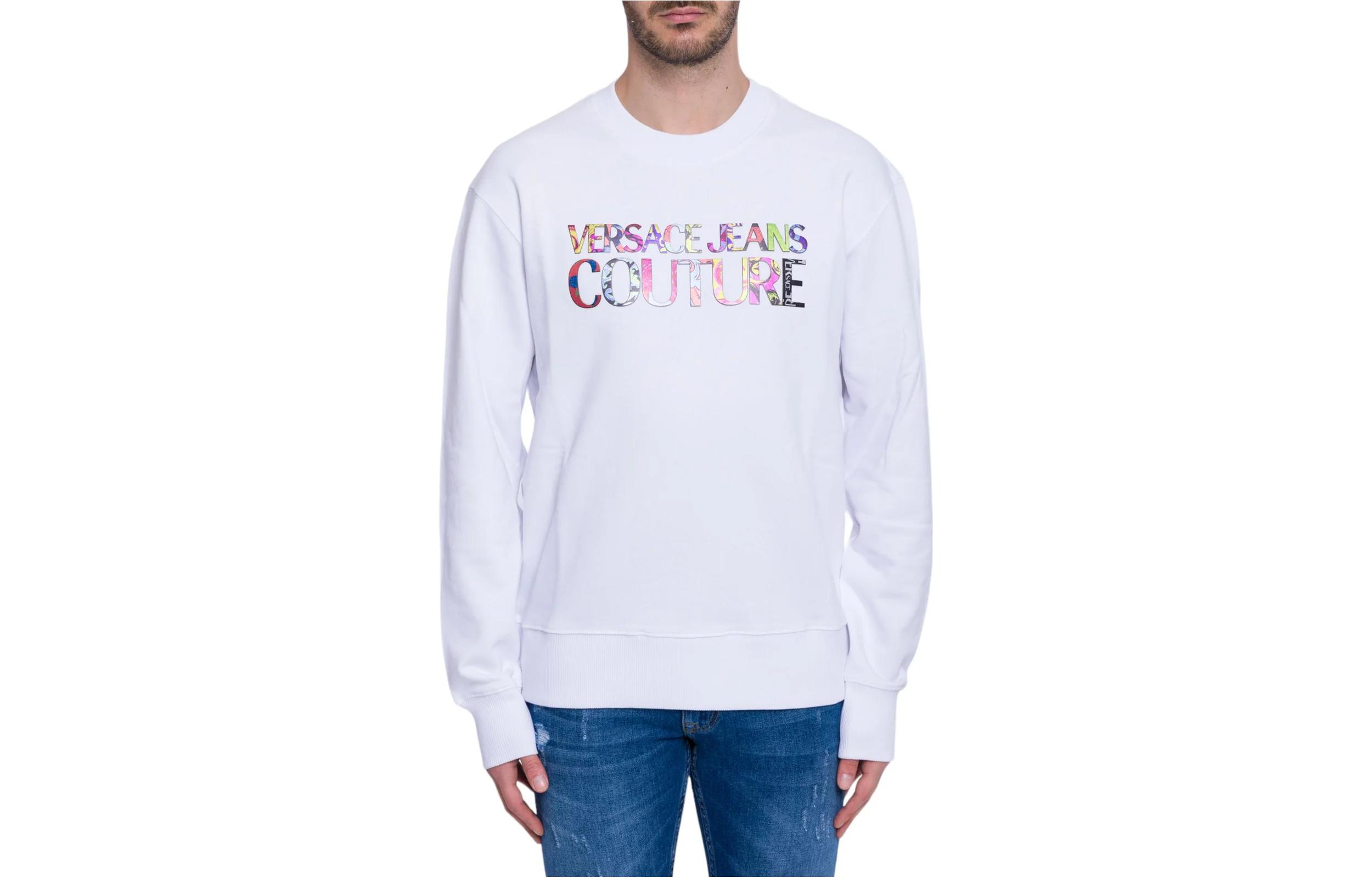 VERSACE JEANS COUTURE SS23  White Logo Print Crewneck Sweatshirt 74GAIG01-CF01G-003