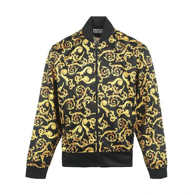 VERSACE JEANS COUTURE SS23 All-Over Print Baseball Collar Jacket Men Black 74GAI331-FS062-G89