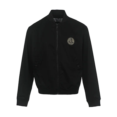VERSACE JEANS COUTURE SS23 Black Letter Logo Print Baseball Jacket Men. 74GAS415-N0014-899