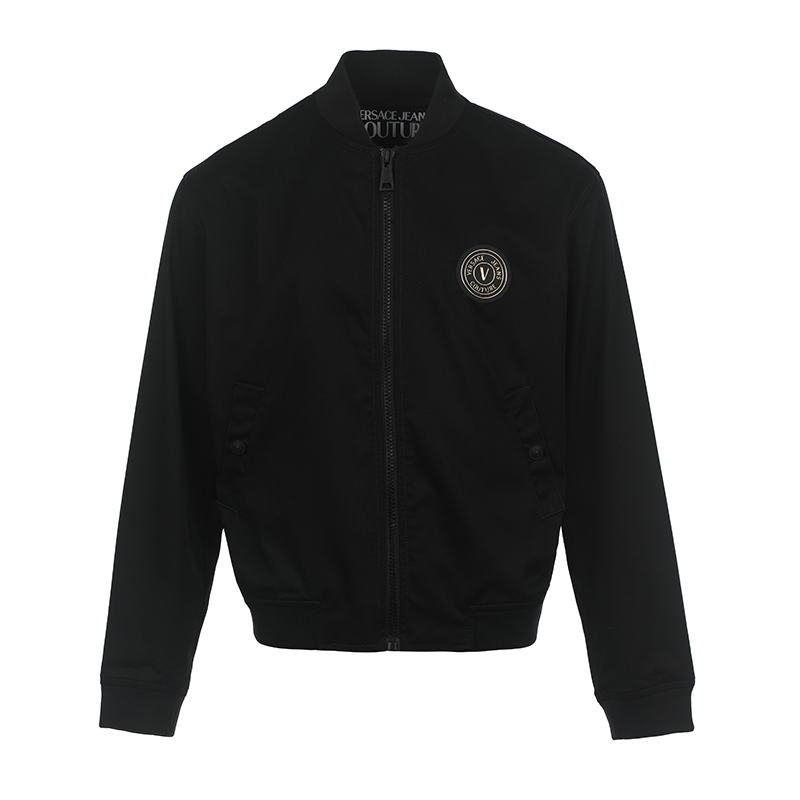 Order VERSACE JEANS COUTURE SS23 Black Letter Logo Print Baseball Jacket Men. 74GAS415-N0014-899
