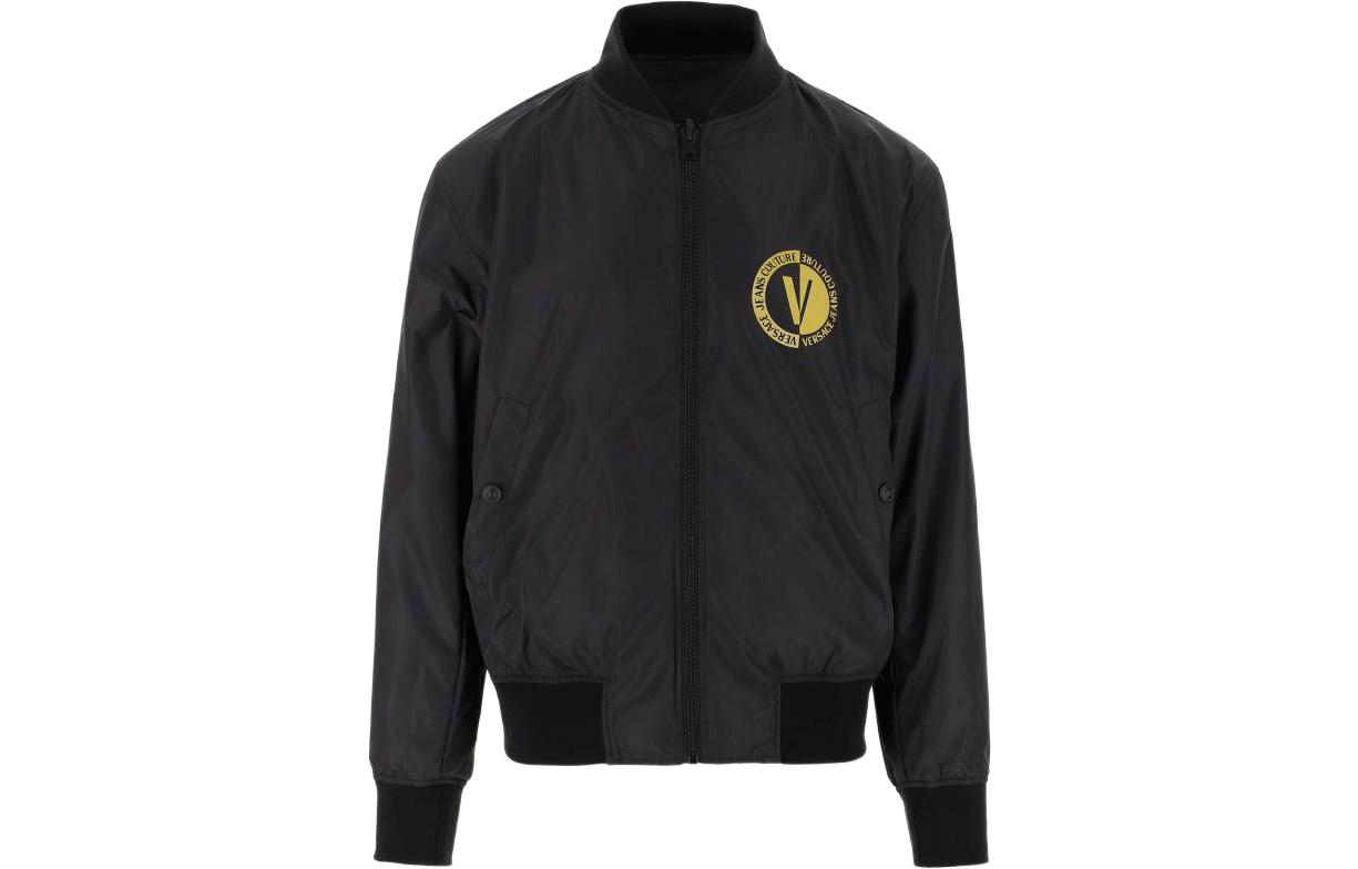 Order VERSACE JEANS COUTURE SS23 Black Logo Print Long Sleeve Jacket for Men. 74GASD-17CQS51-G89