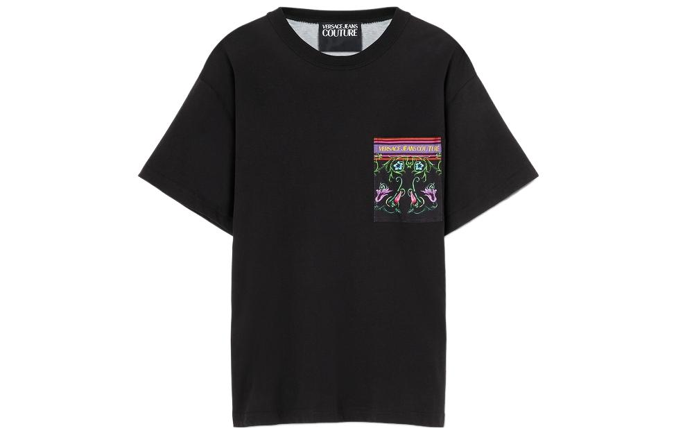 Order 베르사체 진 꾸뛰르 SS23 플로럴 로고 프린트 크루넥 티셔츠. E74GAH6RG-EJS173-EG89