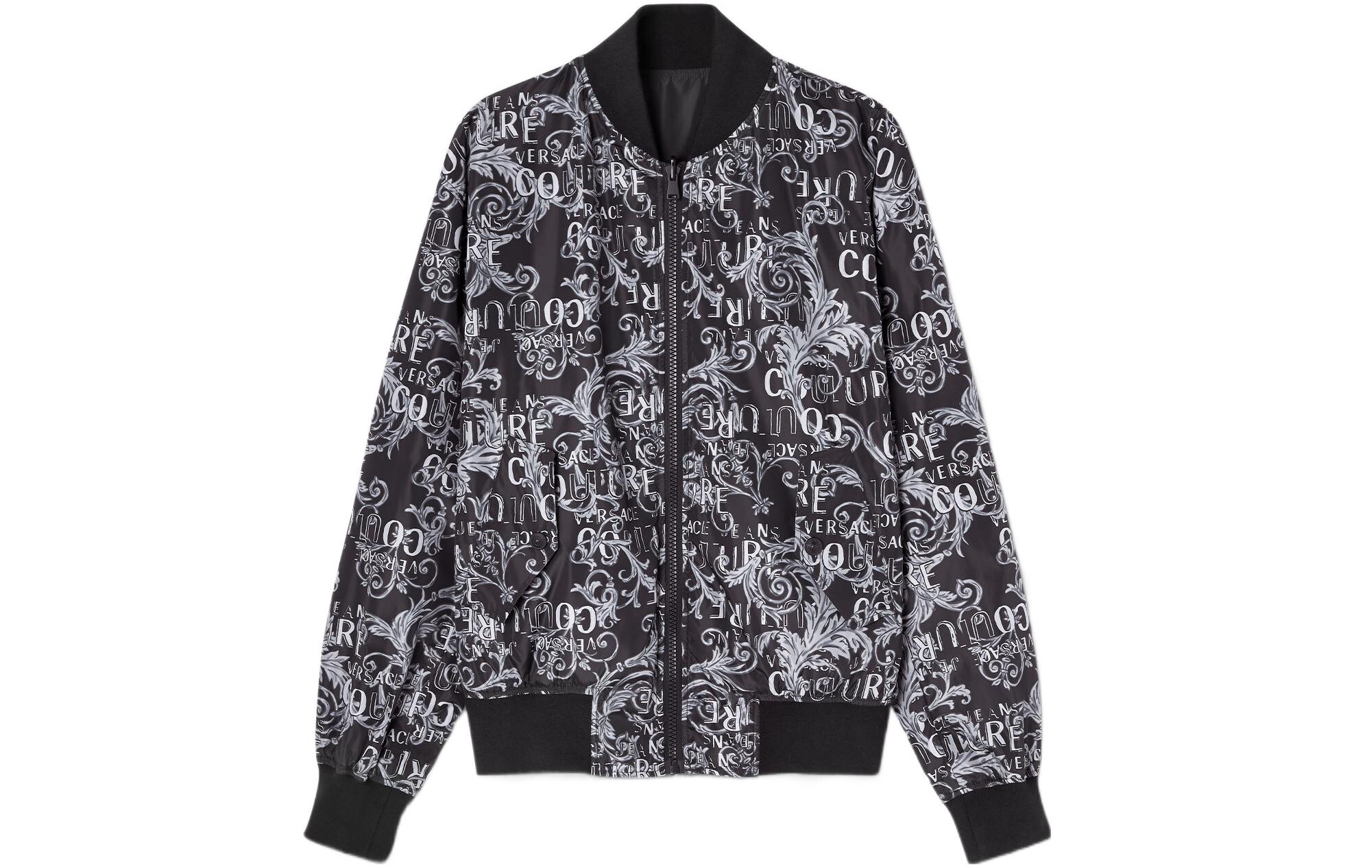 Order Jaket Reversible VERSACE JEANS COUTURE SS23 Logo All-Over Hitam Pria. E74GASD17-ECQS51-E801