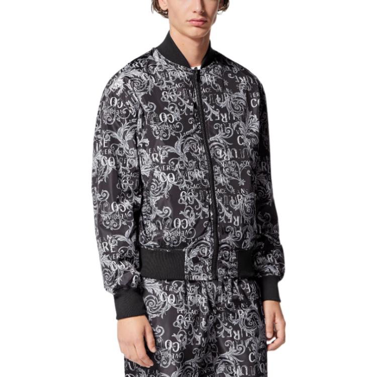 Shop Jaket Reversible VERSACE JEANS COUTURE SS23 Logo All-Over Hitam Pria. E74GASD17-ECQS51-E801