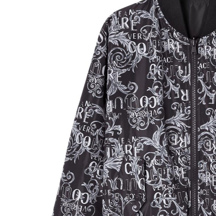 Details for Jaket Reversible VERSACE JEANS COUTURE SS23 Logo All-Over Hitam Pria. E74GASD17-ECQS51-E801