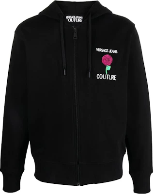 VERSACE JEANS COUTURE SS23 Logo Embroidered Zip Hoodie Jacket Black . 74GAII02-CF00I-899 Order VERSACE JEANS COUTURE SS23 Logo Embroidered Zip Hoodie Jacket Black . 74GAII02-CF00I-899