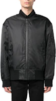 Shop VERSACE JEANS COUTURE SS23 Logo Print Black Bomber Jacket Men’s Long Sleeve 74GASD10-CQD20-899