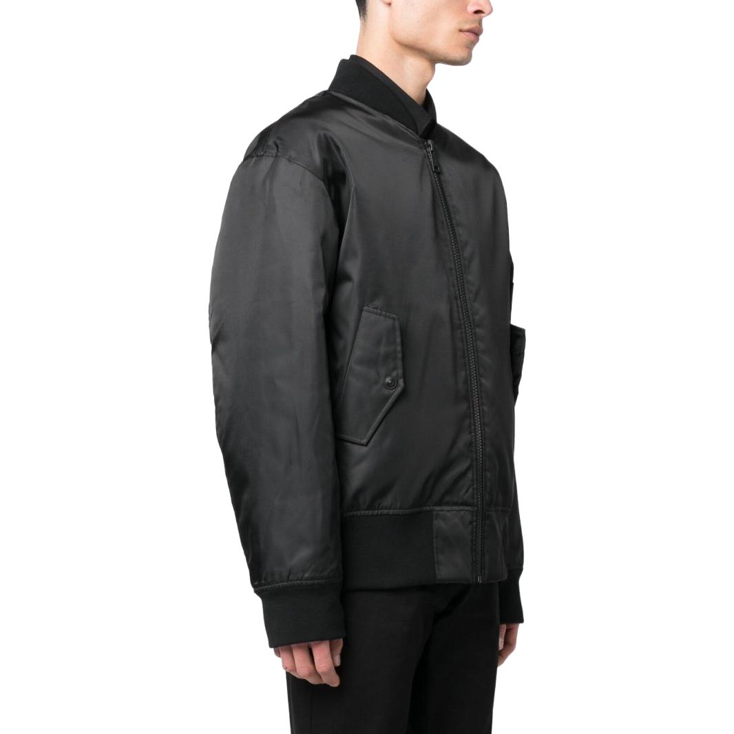 Purchase VERSACE JEANS COUTURE SS23 Logo Print Black Bomber Jacket Men’s Long Sleeve 74GASD10-CQD20-899