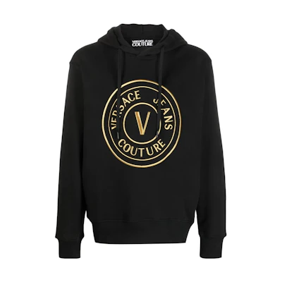 VERSACE JEANS COUTURE SS23 Logo Print Black Sweatshirt Men. 74GAIT05-CF01T-G89