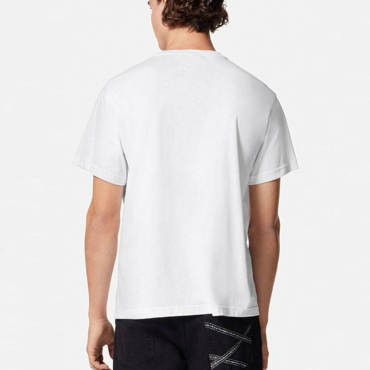 Purchase VERSACE JEANS COUTURE SS23 Logo Print Crewneck Short Sleeve T-Shirt Milk White. E74GAHT11-ECJ00O-E003