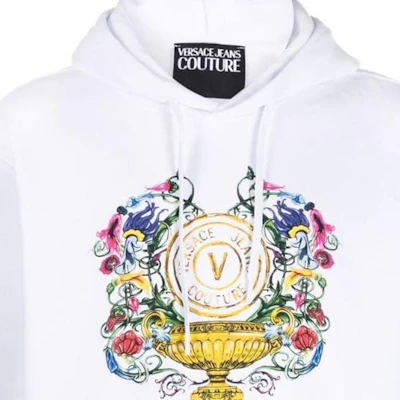VERSACE JEANS COUTURE SS23 Hoodie Logo Cetak Putih - Baju Fesyen Sweater 74GAIF01-CF01F-G03 Details for VERSACE JEANS COUTURE SS23 Hoodie Logo Cetak Putih - Baju Fesyen Sweater 74GAIF01-CF01F-G03