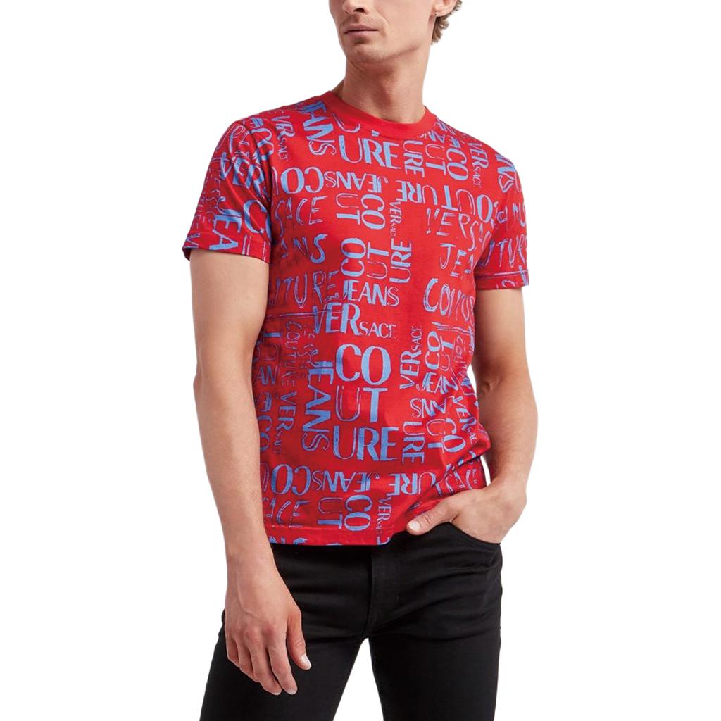 Purchase VERSACE JEANS COUTURE SS23 Baju-T Lengan Pendek Logo Merah Lelaki 74GAH6S2-JS167-521