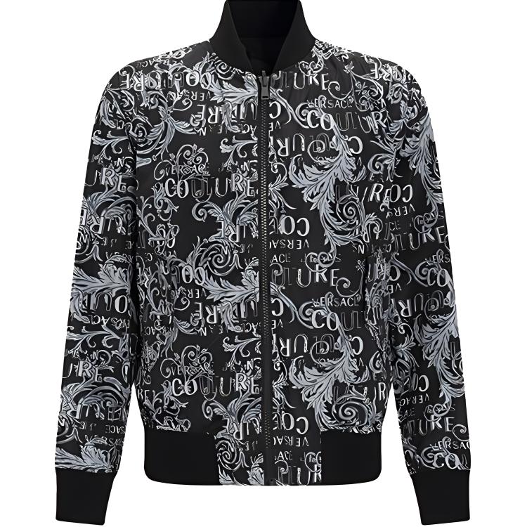 VERSACE JEANS COUTURE SS23 Reversible Letter Logo Jacket Black . 74GASD17-CQS51-801