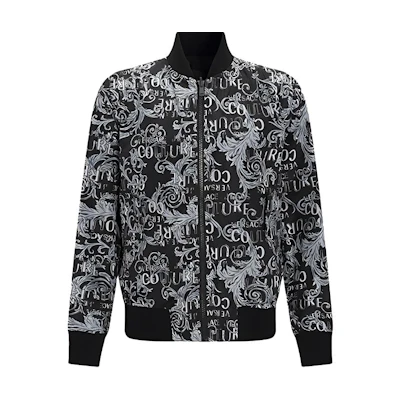 VERSACE JEANS COUTURE SS23 Reversible Letter Logo Jacket Black . 74GASD17-CQS51-801