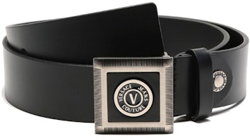 VERSACE JEANS COUTURE SS23 V-Emblem Leather Belt 3.8cm Adjustable Strap 74YA6F51-ZP228-Y4R VERSACE JEANS COUTURE SS23 V-Emblem Leather Belt 3.8cm Adjustable Strap 74YA6F51-ZP228-Y4R