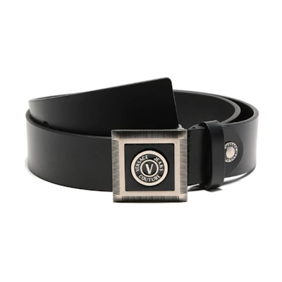 VERSACE JEANS COUTURE SS23 V-Emblem Leather Belt 3.8cm Adjustable Strap 74YA6F51-ZP228-Y4R