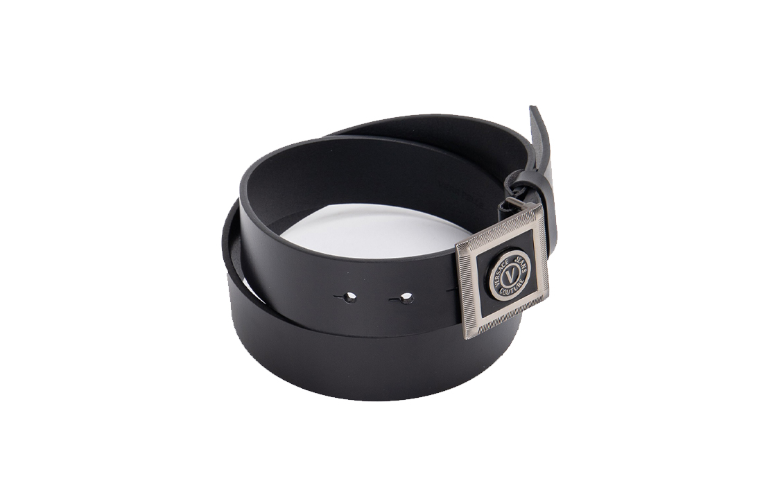 Details for 베르사체 진스 쿠튀르 SS23 V-엠블럼 가죽 벨트 3.8cm 조절 가능한 스트랩 74YA6F51-ZP228-Y4R