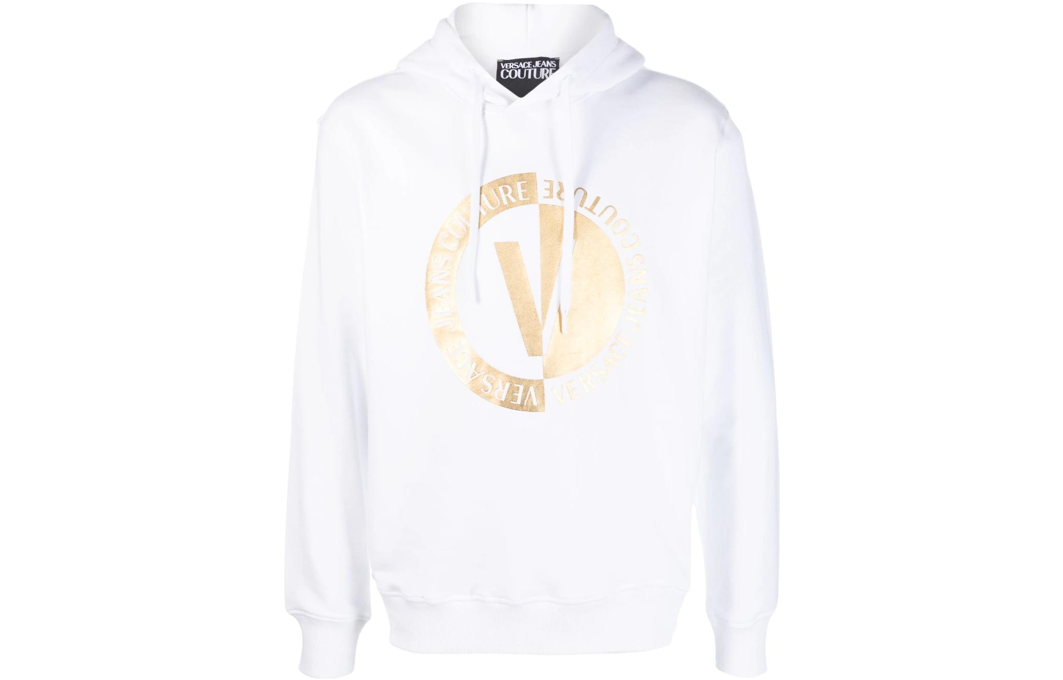 Order VERSACE JEANS COUTURE SS23 White Logo Print Casual Sweatshirt for Men. 74GAIT10-CF01T-G03