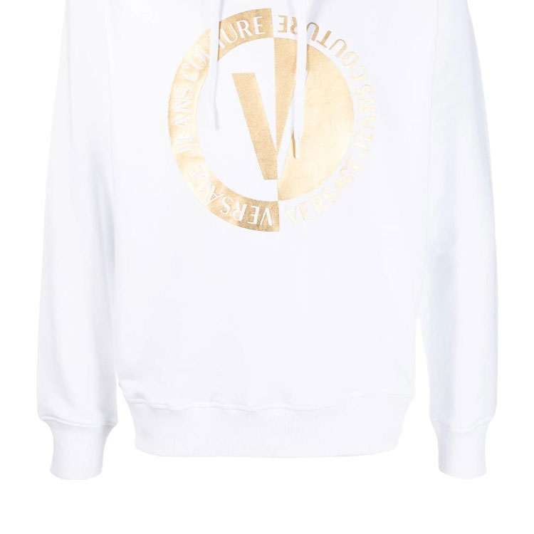 Sizing VERSACE JEANS COUTURE SS23 White Logo Print Casual Sweatshirt for Men. 74GAIT10-CF01T-G03