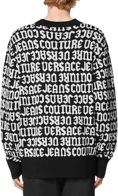 VERSACE JEANS COUTURE SS24 Black Logo Pullover Knit Sweater. E77GAFM03-ECMN91-EL01 Shop VERSACE JEANS COUTURE SS24 Black Logo Pullover Knit Sweater. E77GAFM03-ECMN91-EL01