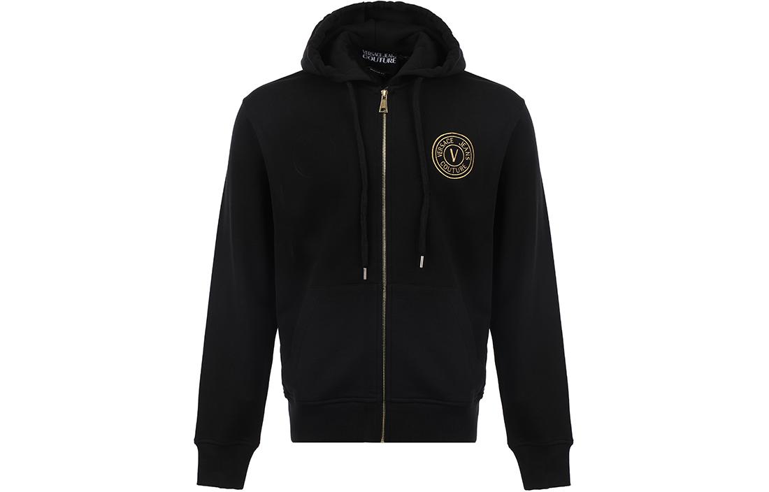 VERSACE JEANS COUTURE SS24  Black Loose Fit Hoodie with Logo Print. 76GAIT02-CF01T-G89