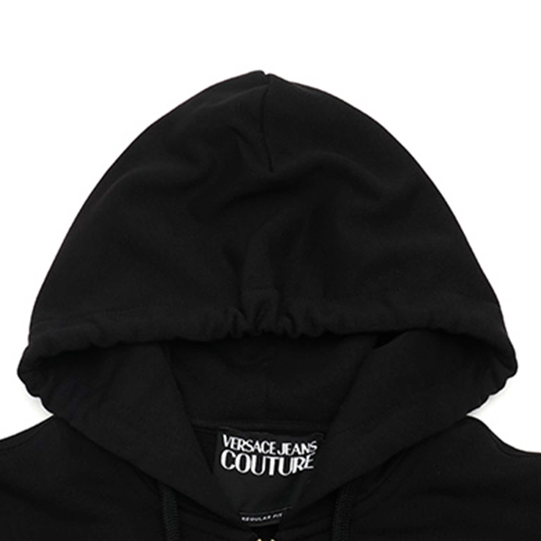 Purchase VERSACE JEANS COUTURE SS24  Black Loose Fit Hoodie with Logo Print. 76GAIT02-CF01T-G89