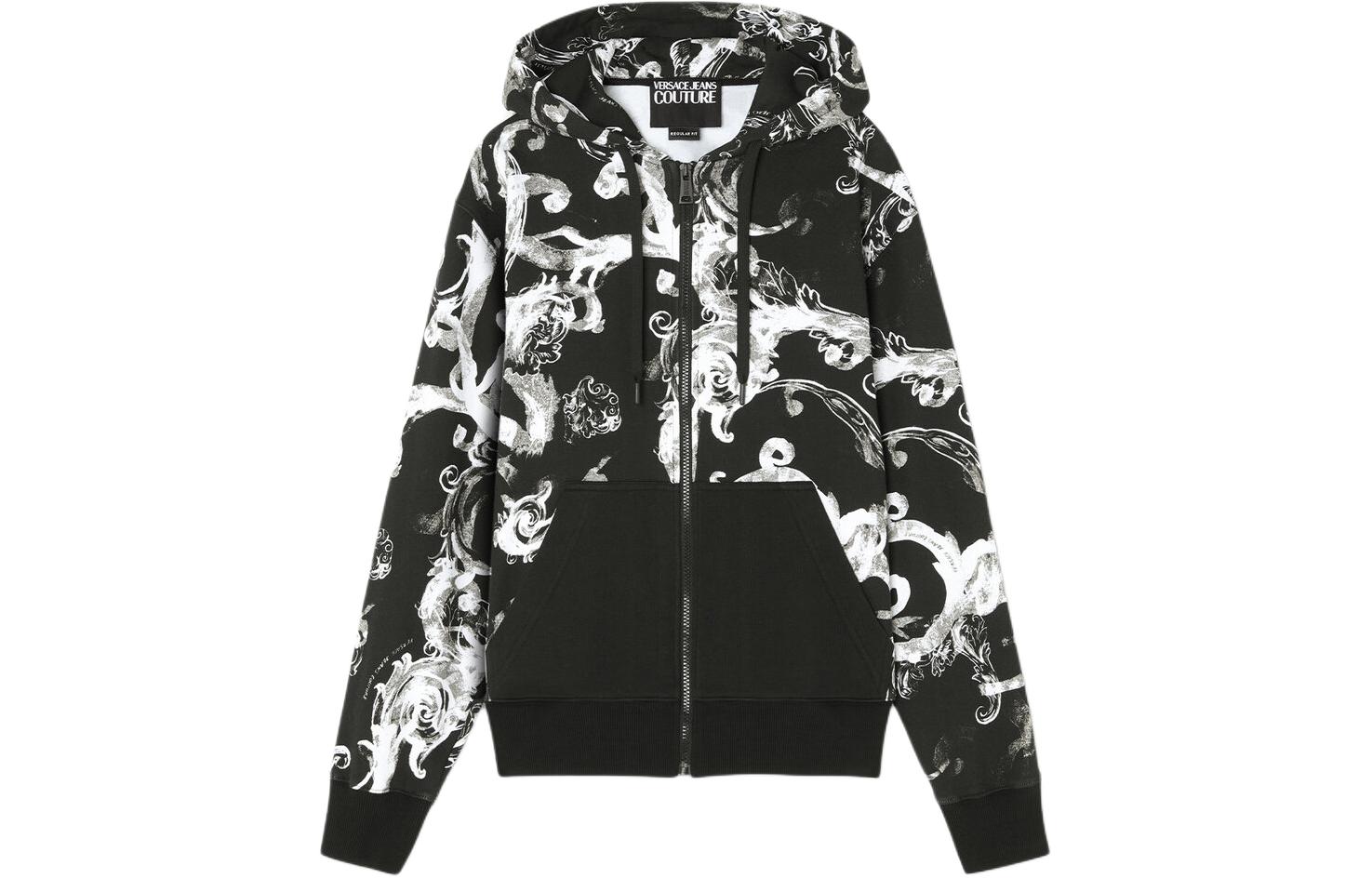 VERSACE JEANS COUTURE SS24 Graphic Print Zip Hoodie  Black E76GAI3Z1-EFS127-E899