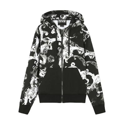 VERSACE JEANS COUTURE SS24 Graphic Print Zip Hoodie Black E76GAI3Z1-EFS127-E899
