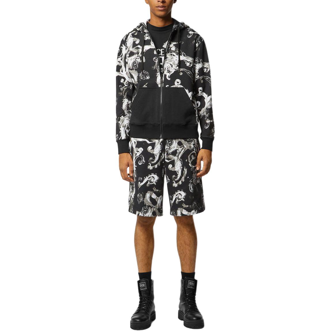 Lookbook VERSACE JEANS COUTURE SS24 Hoodie Print Grafis Resleting Hitam E76GAI3Z1-EFS127-E899