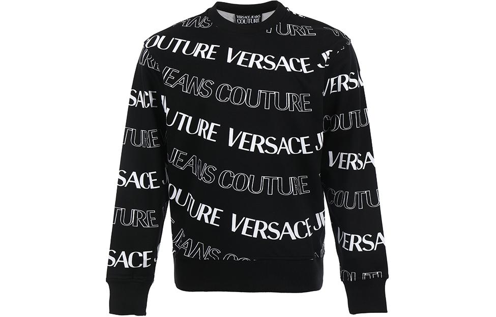 Order VERSACE JEANS COUTURE SS24 Logo Crewneck Sweatshirt Black  Loose Fit 76GAI3R0-FS129-899